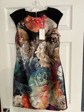 Ted Baker Black Multicolor Floral Mini Dress